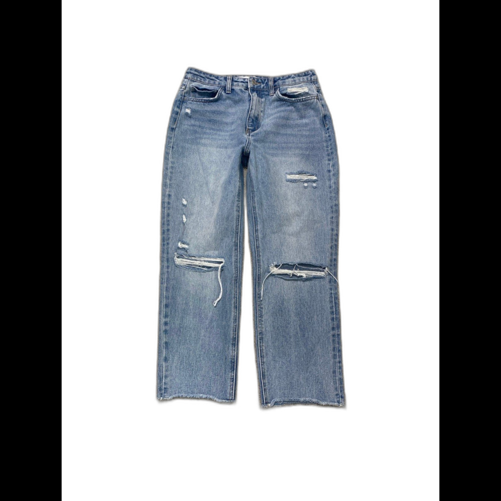 Vervet 90s High-Rise Distressed Straight Crop Raw Hem Jeans Size 29